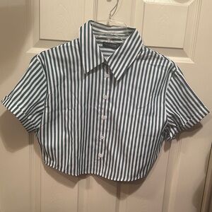 Striped Crop Top - Green and White